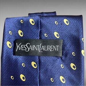 Men’s YSL Tie / Blue & Metallic Gold 
100% Silk / Modern Design